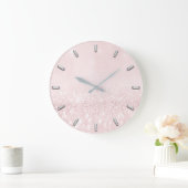 Roze Blush Roos Powder Glitter Gray Silver Grey Grote Klok (Huis)