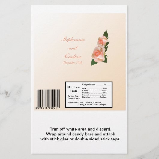 Roze Blush Roos Wedding Large Hershey's Wrapper Flyer (Voorkant)