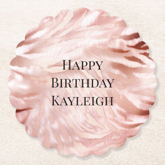 Roze Blush Roos Zebra Dier Kartonnen Onderzetters (Voorkant)