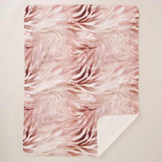 Roze Blush Roos Zebra Dier Sherpa Deken (Voorkant)