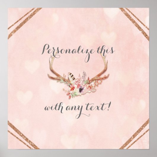 Roze Blush Roze Bloemendashboard Poster (Voorkant)