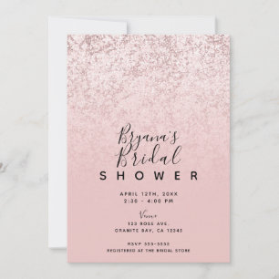 Roze Blush Roze Goud Glitter Marmer Bruids Shower Kaart