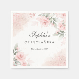 Roze Blush Roze Quinceanera Servet