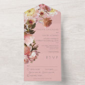  Roze Blush Rozen Dinner All In One Uitnodiging (Binnen)
