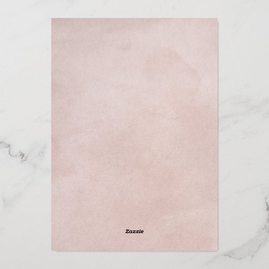 Roze & Blush Rozen met Roos Gouden Bruiloft Folie Uitnodiging (Achterkant)