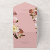 Roze Blush Rozen QR-code All In One Uitnodiging (Buitenkant)