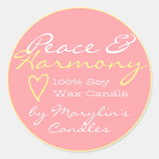 Roze Blush Simple Candle Labels met hartpasta (Voorkant)