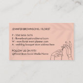 Roze Blush Simple Hands Caress Flower Visitekaartje (Achterkant)