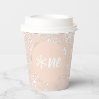 Roze Blush Snowflake ONE Paper Cup Papieren Bekers
