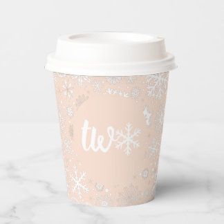 Roze Blush Snowflake TWEE papieren beker