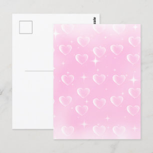 Roze blush sprankeling en harten briefkaart