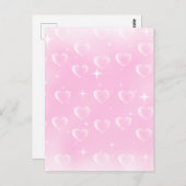 Roze blush sprankeling en harten briefkaart (Voorkant / Achterkant)