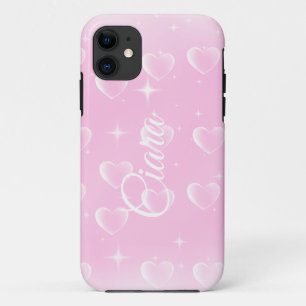 Roze blush sprankeling en harten iPhone 11 hoesje