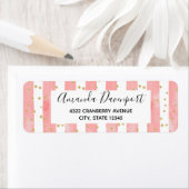 Roze Blush Stripes | Faux Gold Confetti Etiket (Insitu)