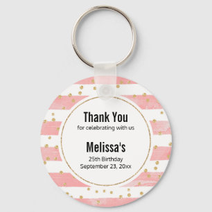 Roze Blush Stripes Faux Gold Confetti Favor Sleutelhanger