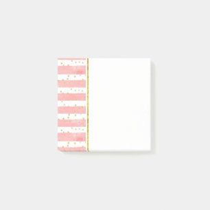 Roze Blush Stripes Faux Gold Confetti Post-it® Notes