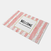 Roze Blush Stripes | Faux Gold Confetti Welkom Deurmat (Schuin)