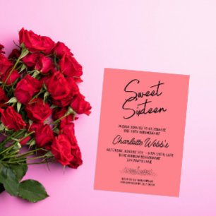 Roze Blush Sweet 16e Verjaardag Kaart