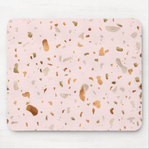 Roze Blush Terrazzo met gouden kopervlekken Muismat