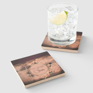 Roze Blush Tie Dye OM Lotus Business Logo Stenen Onderzetter