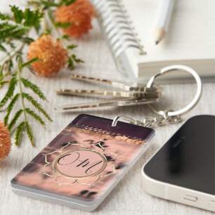 Roze Blush Tie Dye OM Lotus Sleutelhanger