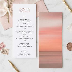 Roze Blush Trouw Itinerary Tijdlijn Kaart
