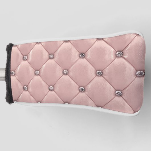 Roze blush Tufted Satin Elegant Golfheadcover (Voorkant)
