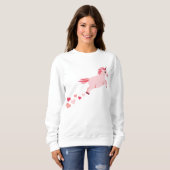 Roze Blush Unicorn Hearts Sweatshirt (Voorkant volledig)