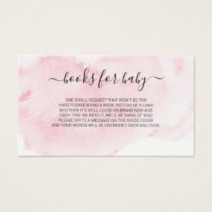 Roze Blush Waterverf Book Request for Baby shower Visitekaartje