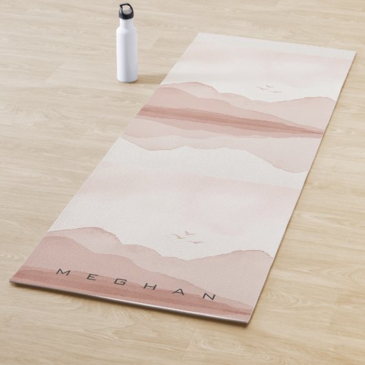 Roze Blush Waterverf Landschap Monogram Yogamat (In situ)