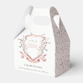 Roze blush Wilde Waterverf Crest Afstuderen Bedankdoosjes (Voorkant Zijde)