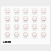 Roze blush Wilde Waterverf Crest Afstuderen Vierkante Sticker (Vel)