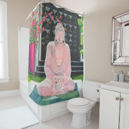 Roze boeddha Shower Curtain Douchegordijn