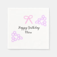 Roze boeg paarse bloemenpastel Happy Birthday