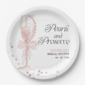 Roze boeg parels en Prosecco Vrijgezellenfeest Papieren Bordje (Voorkant)