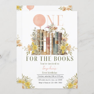 Roze Boek Eerste Verjaardag Uitnodiging