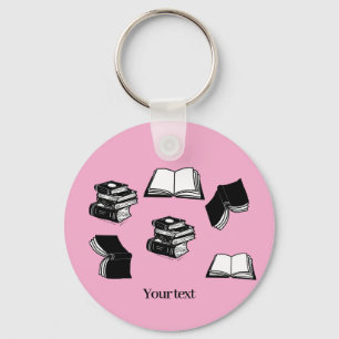 Roze Boekenwurm Bibliothecaris Boek Patroon Sleutelhanger