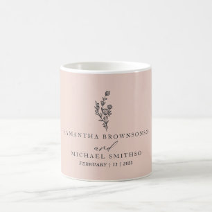 Roze Boeket Bloem Bloem Schrift Huwelijk Koffiemok