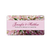 Roze Boeket Dank u Trouwlabel in Bourgogne Etiket (Voorkant)