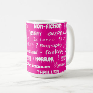 Roze Boekgenres Patroon Boekenwurm Koffiemok