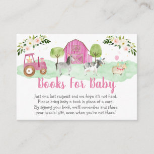 Roze Boerderij Baby shower Book Request Informatiekaartje