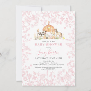 Roze boerderij baby shower uitnodiging