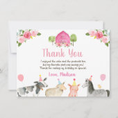 Roze Boerderij Barnyard Birthday Dank u Bedankkaart (Voorkant)