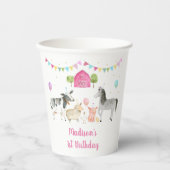 Roze Boerderij Barnyard Verjaardag Papieren Bekers (Voorkant)