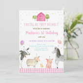 Roze Boerderij Birthday Animal Kaart (Staand voorkant)