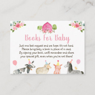 Roze Boerderij Bloemen Baby shower Boek Verzoek Informatiekaartje