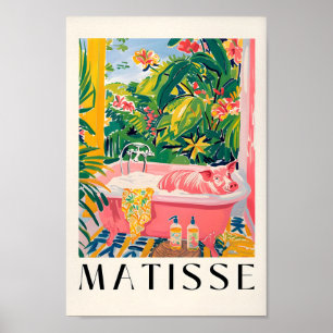 Roze Boerderij Decor voor badkamer, Varken in bad Poster