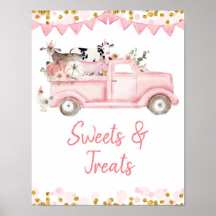 Roze Boerderij Vrachtwagen Pompoen Drive Door Snoe Poster