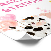 Roze Boerderijdieren verjaardagsfeestje Graasstati Poster (Hoek)