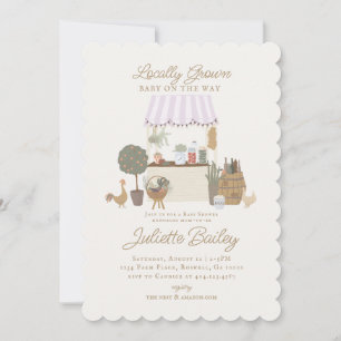 Roze Boerenmarkt Boerderij Baby Shower Uitnodiging